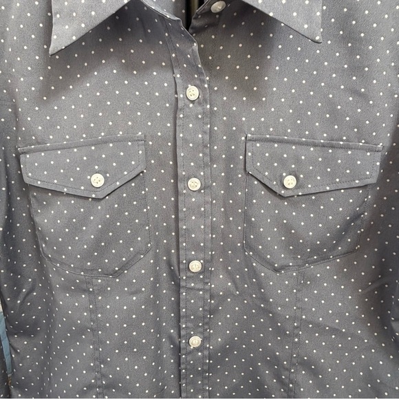 Pendleton Dusty Blue w/White Polka Dot Button-Up Shirt Women’s Size 8P - Picture 10 of 11